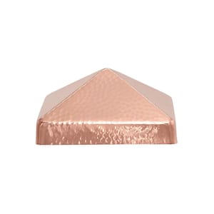 6 in. x 6 in. Hammered Copper Pyramid Slip Over Fence Post Cap