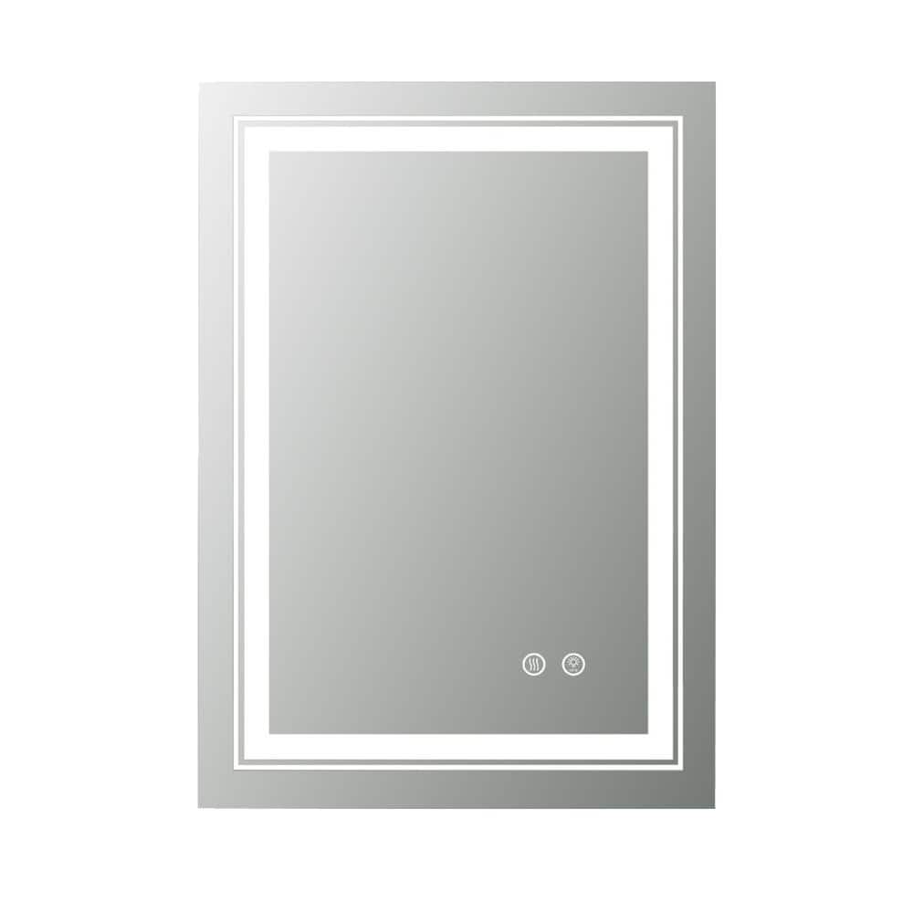 24 in. W x 40 in. H Rectangular Frameless with Anti-Fog Dimmable LED Makeup