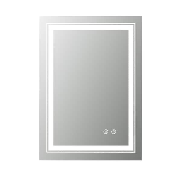 Unbranded 24 in. W x 40 in. H Rectangular Frameless with Anti-Fog Dimmable LED Makeup Mirror Wall Bathroom Vanity Mirror in Silver