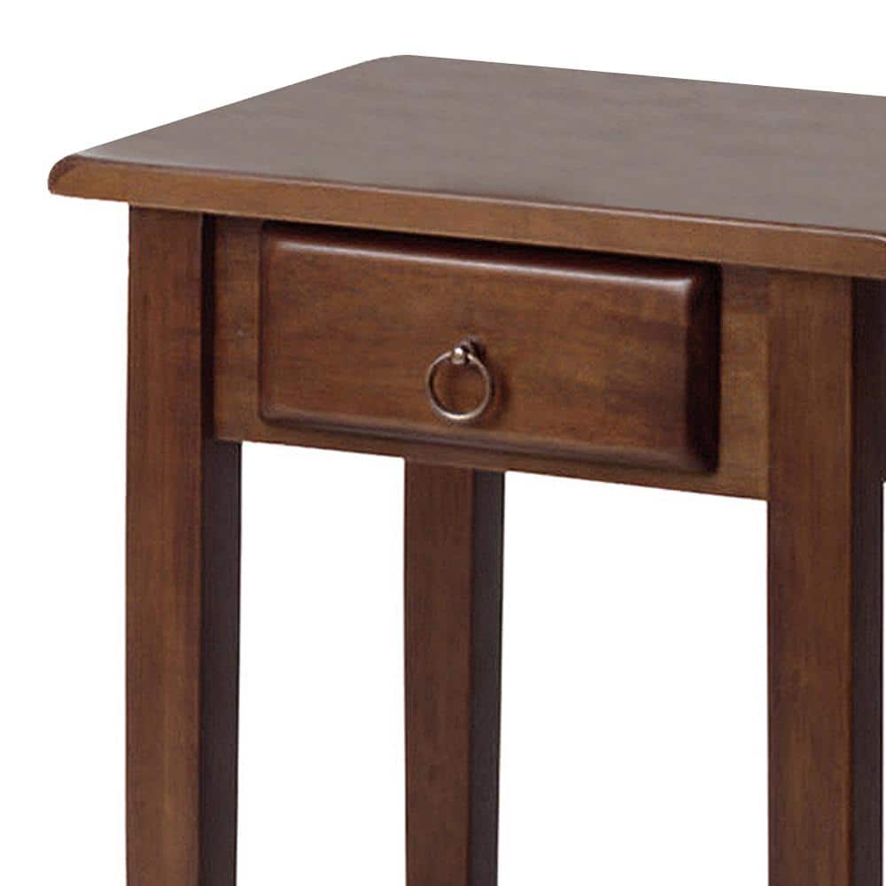 Transitional Regalia 29.5" Walnut Wood & Stone Accent Table with Storage