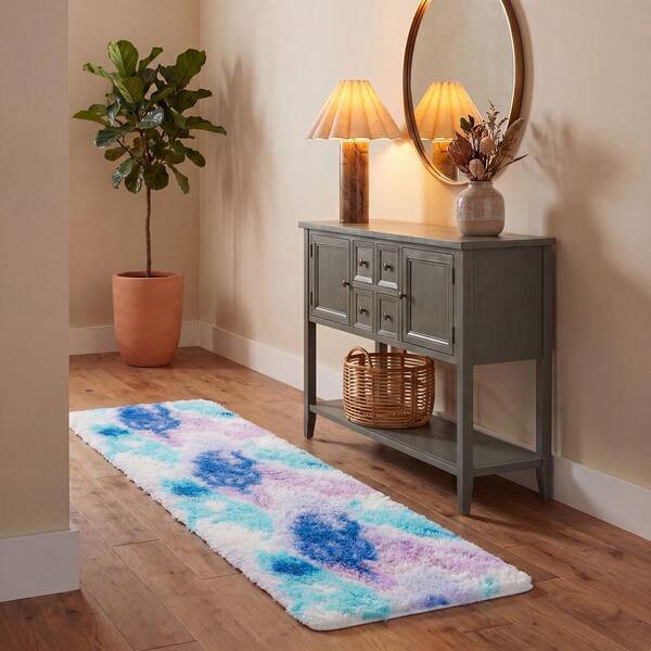 Rainbow Shag 2 ft. x 6 ft. Rainbow/Multi Abstract Runner Rug