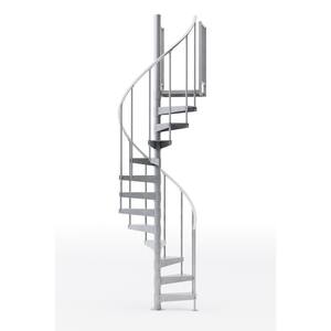 Reroute Galvanized Exterior 42in Diameter, Fits Height 136in - 152in, 2 36in Tall Platform Rails Spiral Staircase Kit