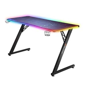 XRocker XL 55" Rectangle Black MDF/Metal Desk with App Controlled RGB Lighting