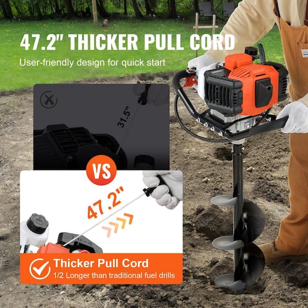 SKYSHALO Post Hole Digger, 43cc 1250W Auger Post Hole digger