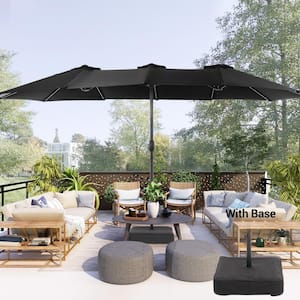 15 ft. x 9 ft.Outdoor Double-Sided Umbrella Patio Market Umbrella with Crank and Base in Black