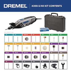 4300 Series 1.8 Amp Variable Speed Corded Rotary Tool Kit with Mounted Light, 40 Accessories, 5 Attachments and Case