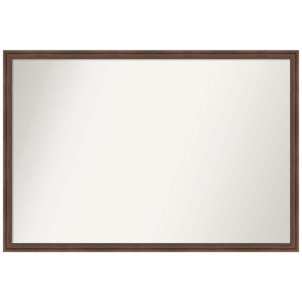 Florence Medium Brown 37.75 in. x 25.75 in. Non-Beveled Casual Rectangle Framed Bathroom Wall Mirror in Brown -  Amanti Art, A38868100362