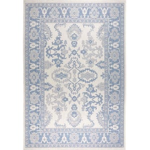 Patio Country Ayana Gray/Blue 8 ft. x 10 ft. Medallion Indoor/Outdoor Area Rug