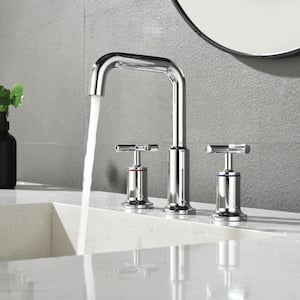 8 in. Widespread Deck Mount 2-Handle Bathroom Faucet in Polished Chrome