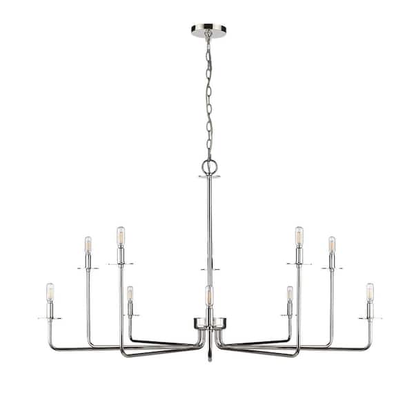 Marceline 48 in. 10-Light Polished Nickel Chandelier