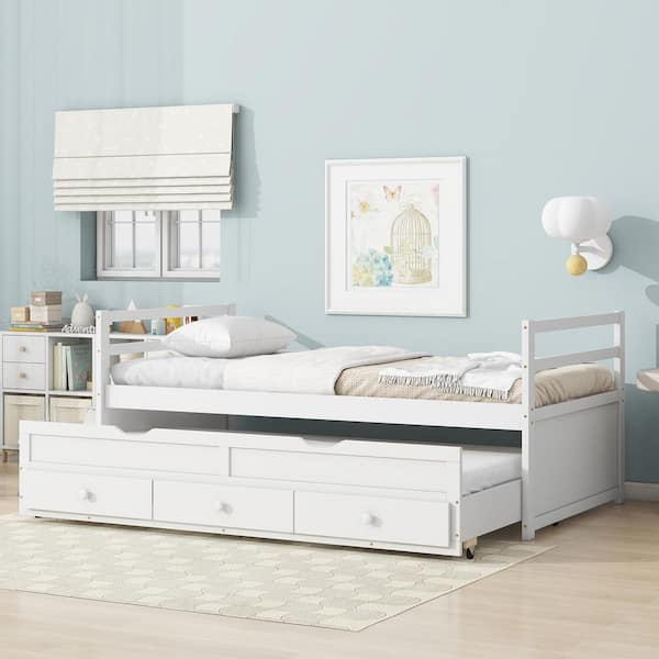 Nestin White Twin Size Daybed with Trundle and Drawers