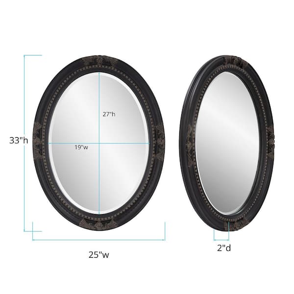 Marley Forrest - Medium Oval Antique Black Finish Beveled Glass Classic Mirror (33 in. H x 25 in. W)