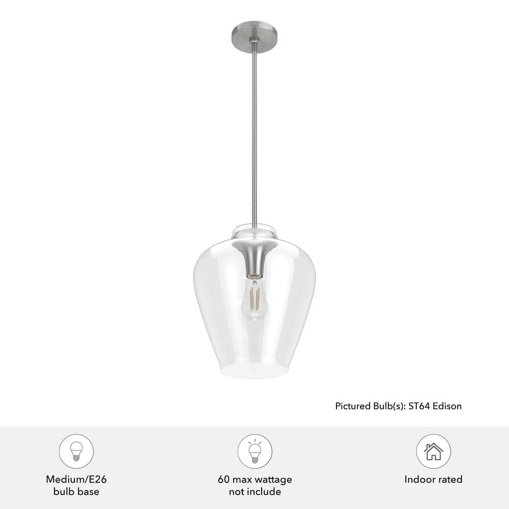 Vidria Minimalist 12" Brushed Nickel LED Pendant Light