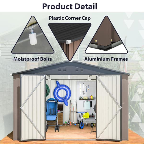 Thanaddo 10 ft. W x 10 ft. D Outdoor Metal Tool Storage Shed with