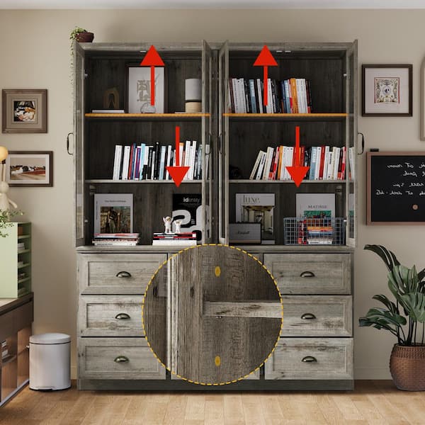 ふふ FUFU&GAGA White Wood 8-Drawer 82.7 in. W Retractable Chest