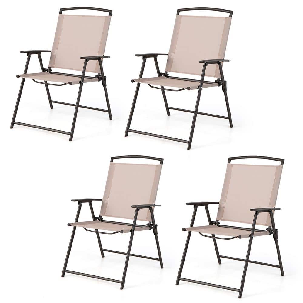 Patio Folding Chairs Outdoor Dining Chairs with Breathable Fabric and Rustproof Steel Frame (Set of 4) price history on PriceWatchPro