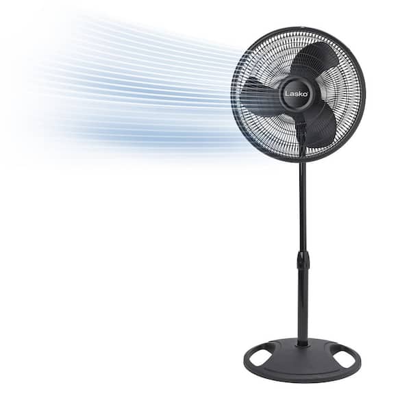 16 in. 3 Speed Oscillating Pedestal Fan for Home in Black with Adjustable Height, Tilt Back Head and Easy Assembly