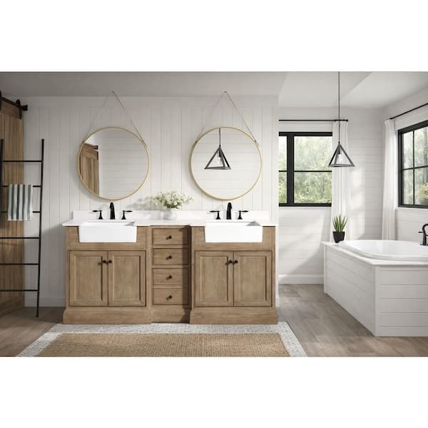 Kelly 72 in. W x 20.5 in. D x 34.5 in. H Bath Vanity in Weathered Fir with White Engineered Stone Top with White Basin
