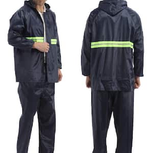 Black Rain Suit High Visibility Reflective Work Rain Jacket Pants