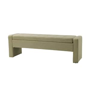 Irene 55.1 in. Wide Linen Storage Bench with Tufted Design