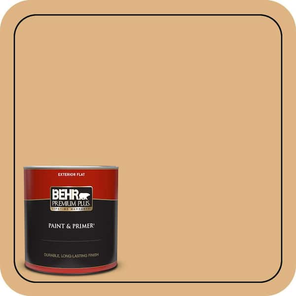 BEHR PREMIUM PLUS 1 qt. Home Decorators Collection. #HDC-CL-18 Cellini Gold Flat Exterior Paint & Primer