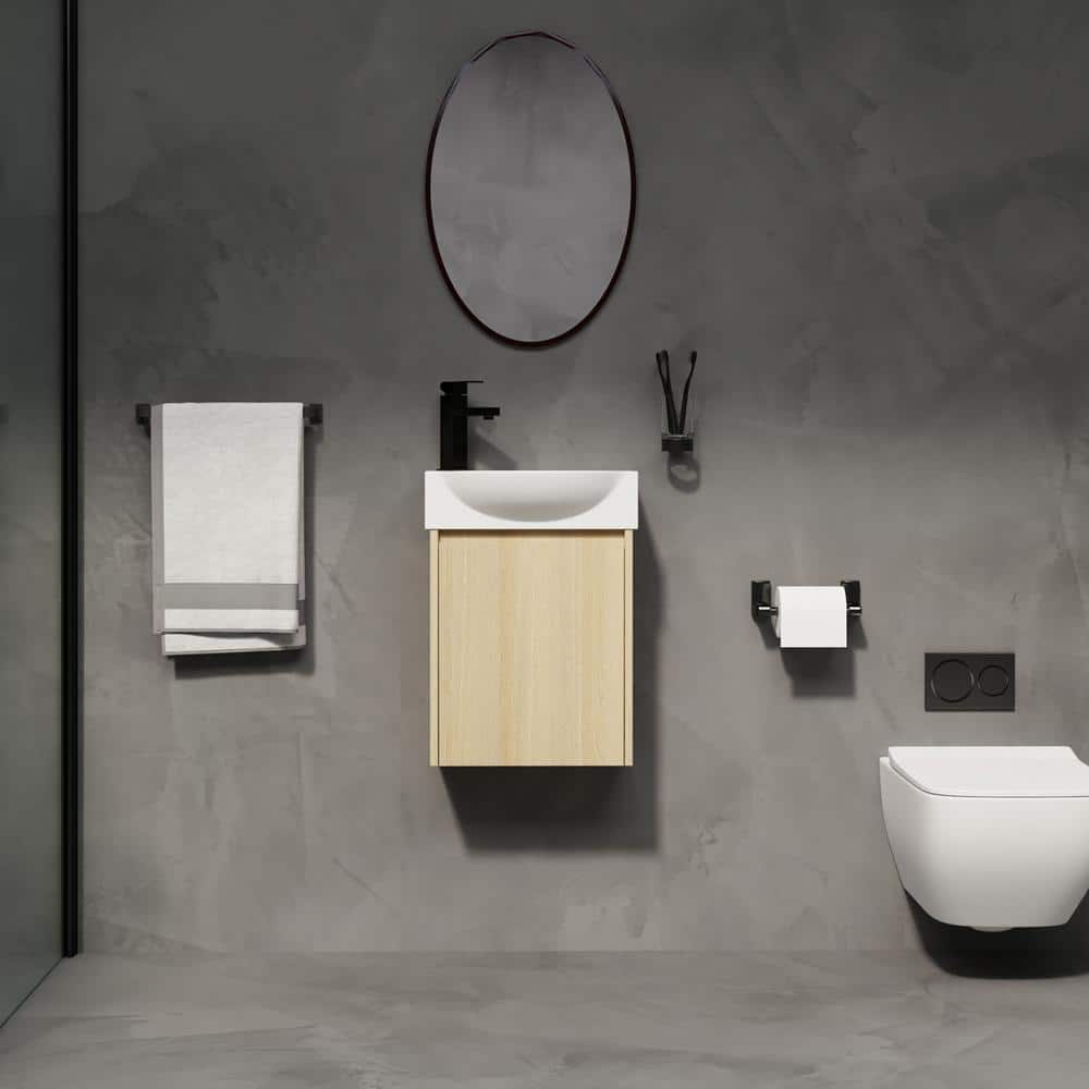16 in. W Single Sink Freestanding Bath Vanity in Oak with White Ceramic Top price history on PriceWatchPro
