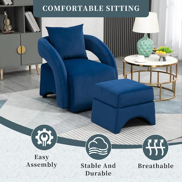 Navy club deals chair with ottoman