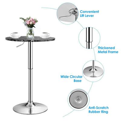 4-Piece Round 36 in. Height Bistro Bar Table Height Adjustable 360° Swivel Black