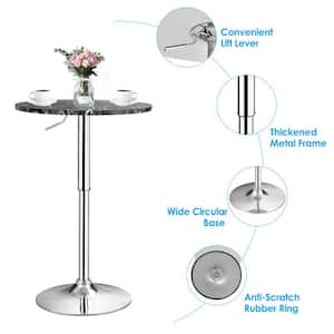 Round Bistro Bar Table Height Adjustable 360° Swivel Black