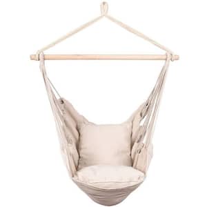 Hammocks Hanging Rope Hammock Chair Swing Seat with 2-Seat Cushions and Carrying Bag in Natural
