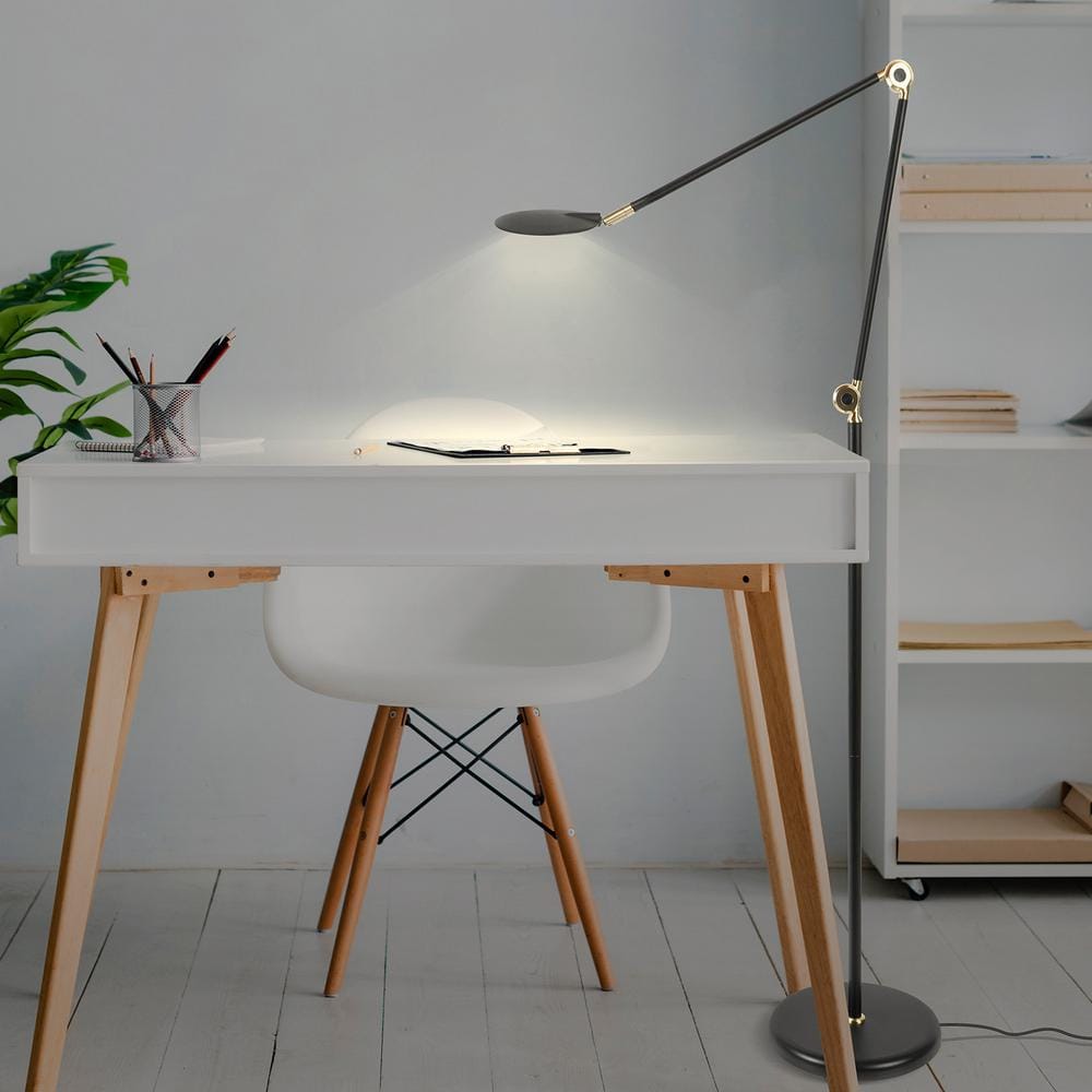 Sage 68" Matte Black Adjustable LED Arc Floor Lamp with 3-Way Touch