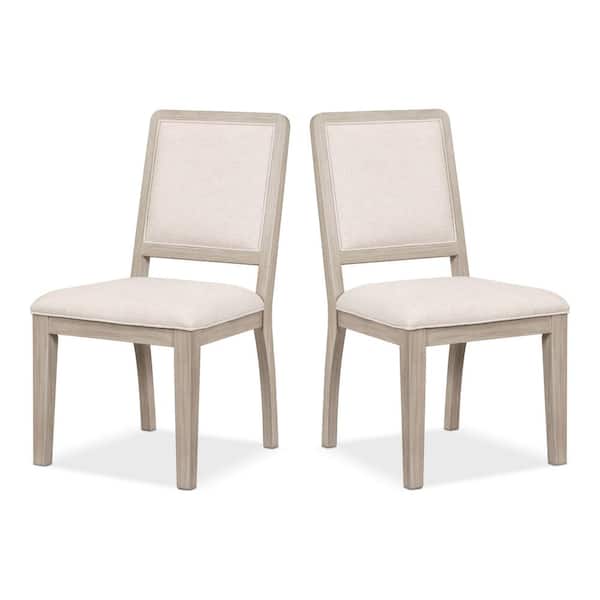 Furniture of America Renan Natural Oak Fabric Upholstered Dining Chairs with Soft Rounded Edges (Set of 2)