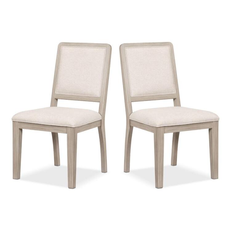 Furniture of America Renan Natural Oak Fabric Upholstered Dining Chairs with Soft Rounded Edges (Set of 2)