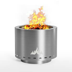 19.5 in. Wood Burning Stainless Steel Smokeless Fire Pit in Silver