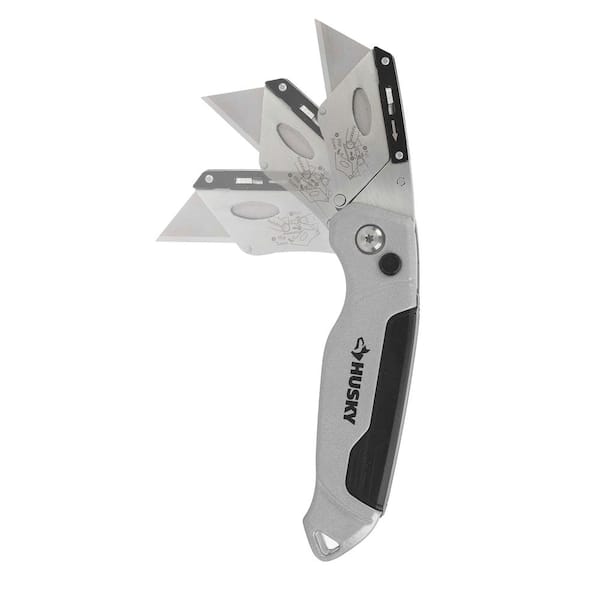 Husky Aluminum Squeeze Safety Utility Knife 00044 - The Home Depot