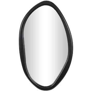39 in. W x 23 in. H Abstract Oval Asymmetrical Frameless Black Wall Mirror