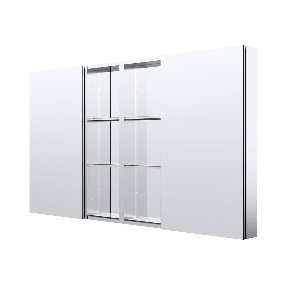 64 in. W x 36 in. H Rectangular Polished Aluminum Tri-view Soft Close Medicine Cabinet with Mirror Combo Set, Reversible price history on PriceWatchPro