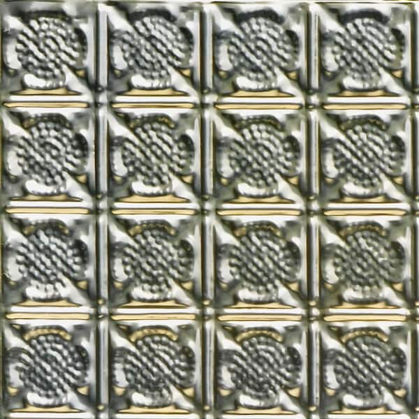 FROM PLAIN TO BEAUTIFUL IN HOURS Take Home Sample - Chain Mail Gold Nugget 1 ft. x 1 ft. Decorative Tin Style Lay-in Ceiling Tile (1 sq. ft./case)