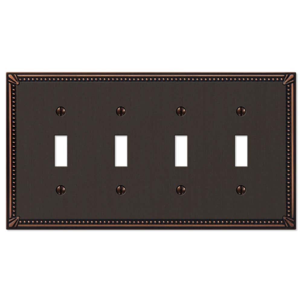 Aged Bronze Quad Toggle Cast Metal Wall Plate