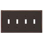 Imperial Bead 4 Gang Toggle Metal Wall Plate - Aged Bronze