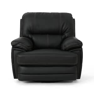 Elodie 40 in. Width Big and Tall Black Faux Leather Power Reclining Wall Hugger Recliner
