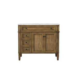 Simply Living 40 in. W x 21.5 in. D x 35 in. H Bath Vanity in Driftwood with Carrara White Marble Top