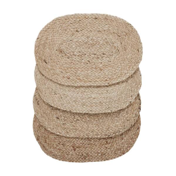 VHC BRANDS Natural Jute 15 in. W x 10 in. H Tan Jute Oval Placemat (Set of 4)