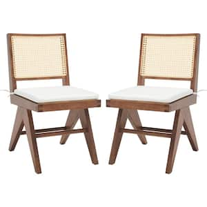 Colette Wood/Natural 17.7 in. Rattan Dining Chair Set of 2