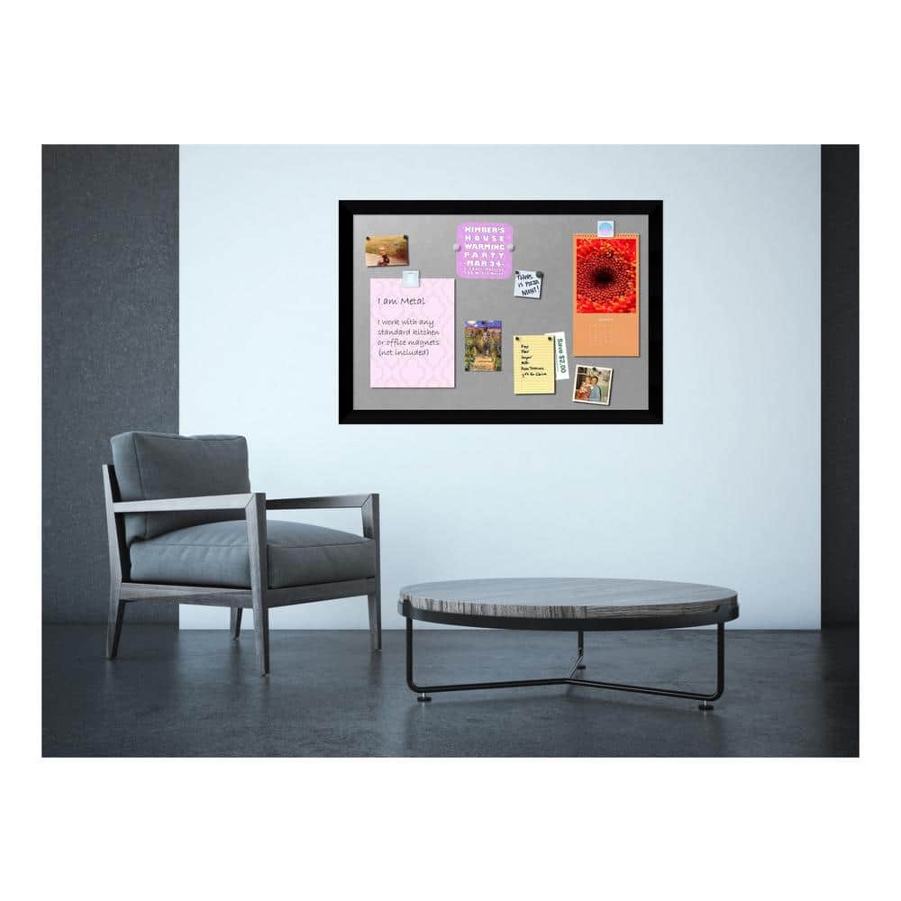 39 in. x 27 in. Mezzanotte Black Wood Framed Magnetic Board