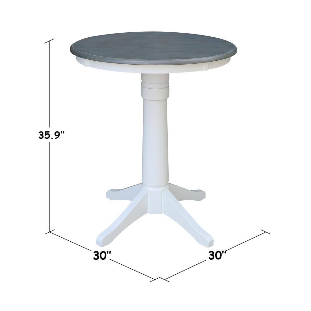 Heather Gray & White Round Wood Counter Height Dining Set