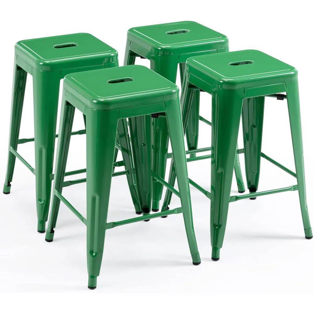 Bar Stools 24in. H Green Backless Metal Bar Stool with Seat Metal Set of 4 price history on PriceWatchPro