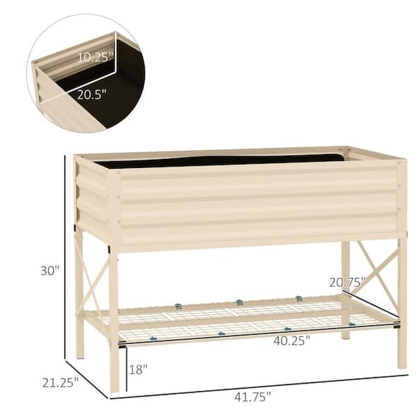 Oyezvary 41.8 in. x 21.3 in. x 30 in. Beige Steel Raised