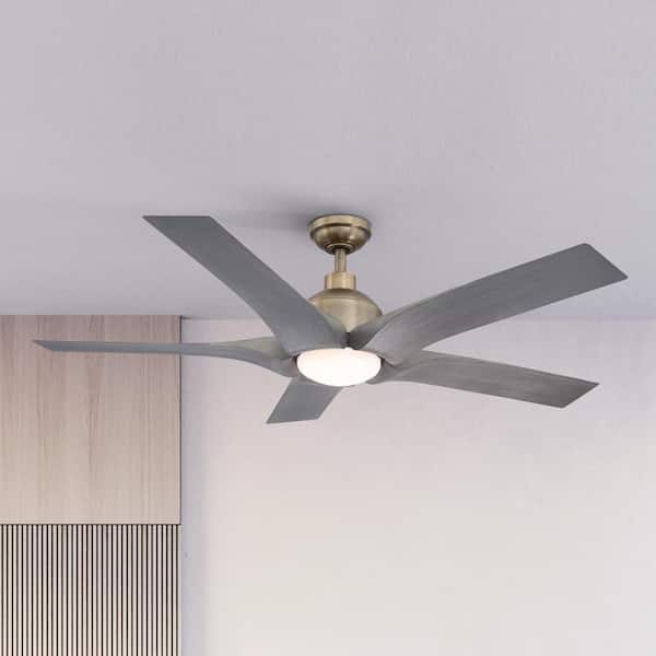 matrix decor Modern 56 in. Indoor Brushed Bronze DC Motor 5-Blade Ceiling Fan with 3000K LED Light and Remote Control