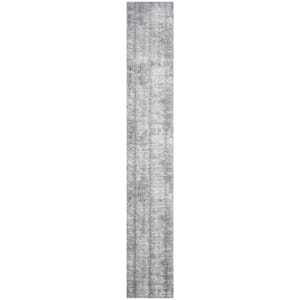 Grey White 2 ft. x 12 ft. Abstract Contemporary Runner Abstract Hues Area Rug